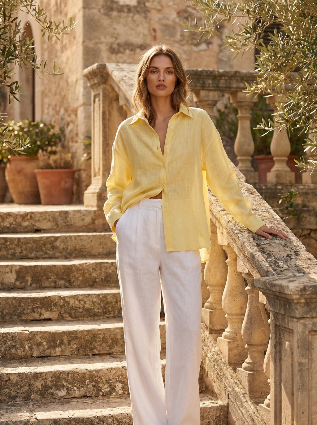 Butter Yellow 100% Linen Shirt