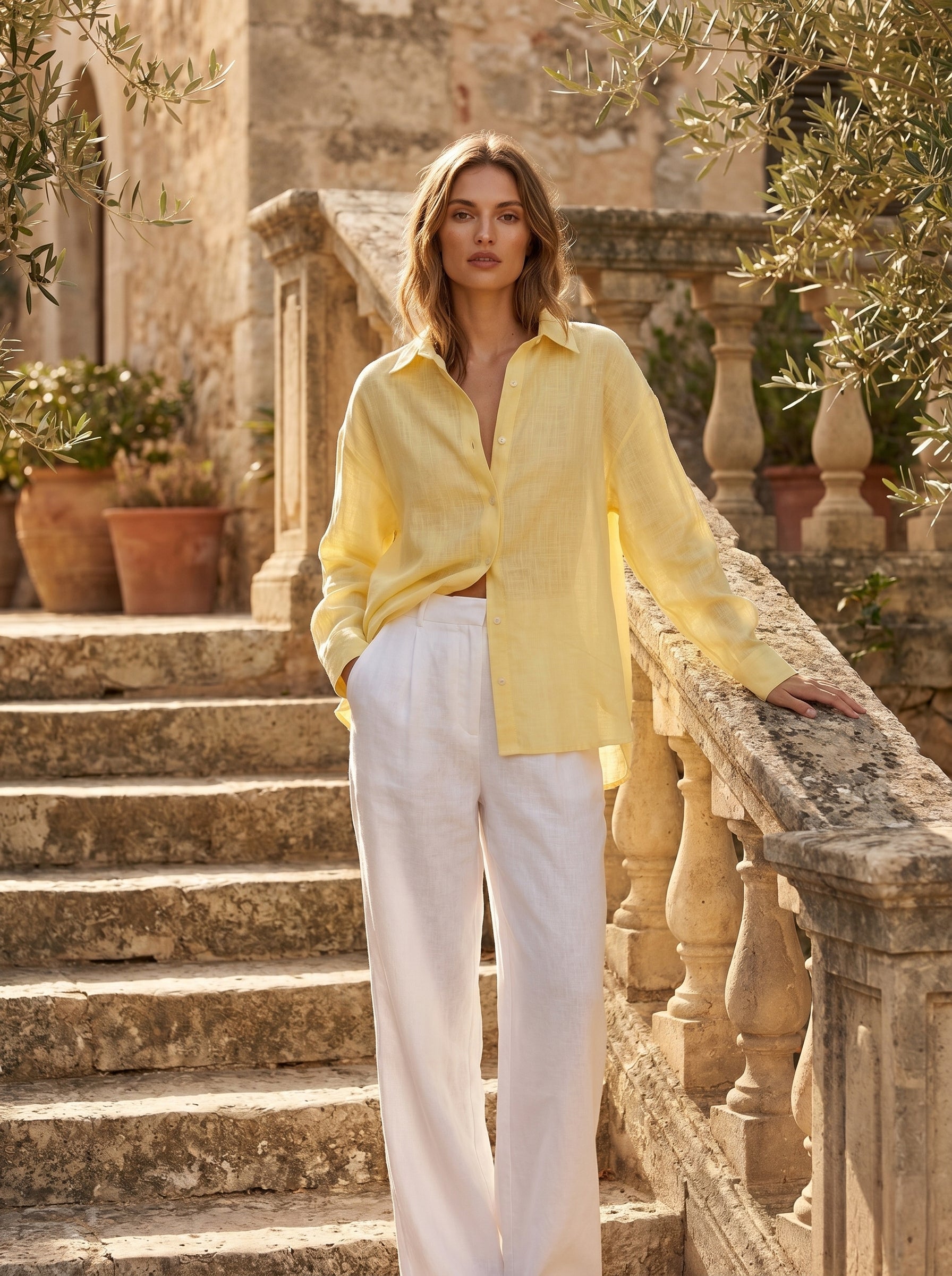 Butter Yellow 100% Linen Shirt