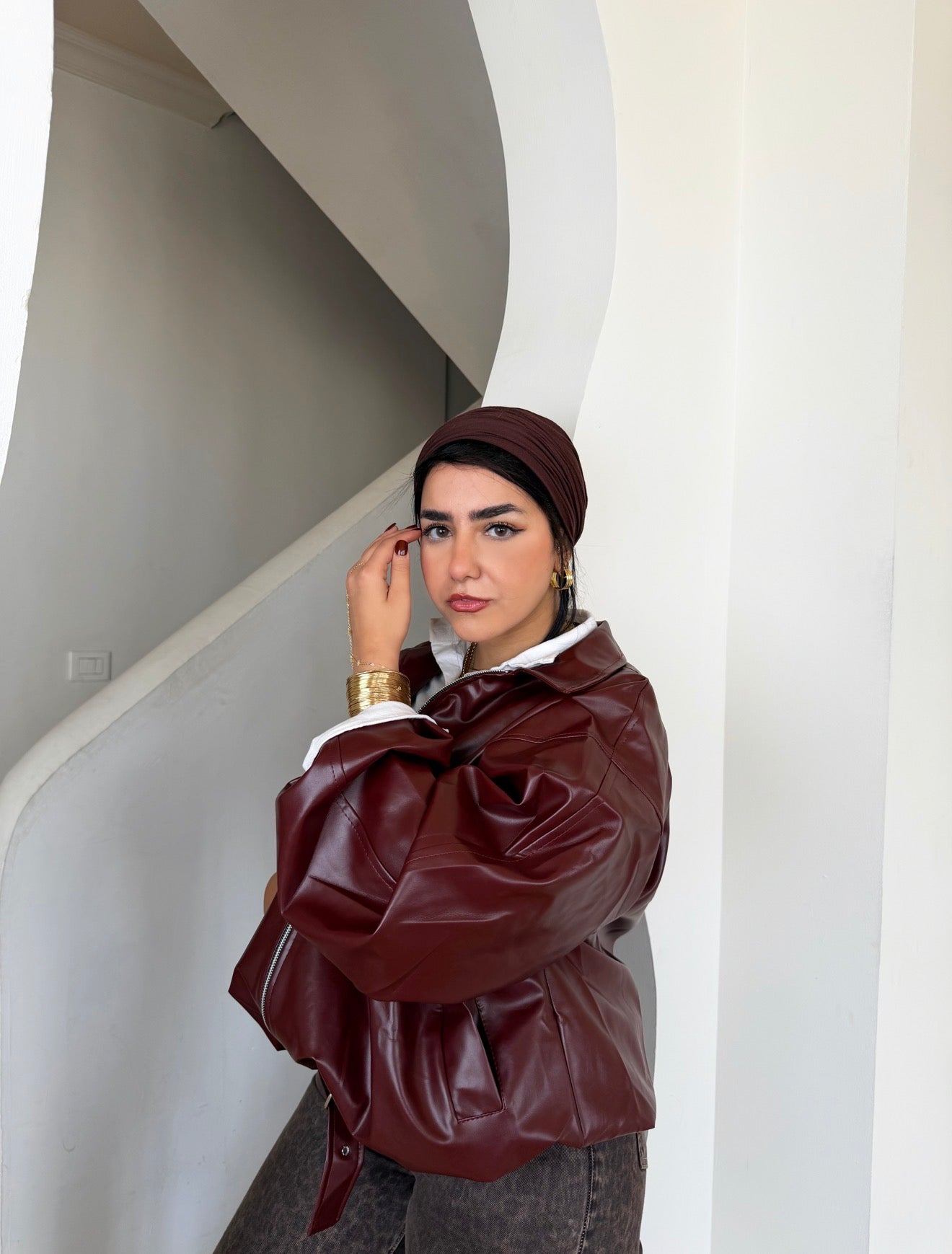 Vegan Leather Bomber Jacket