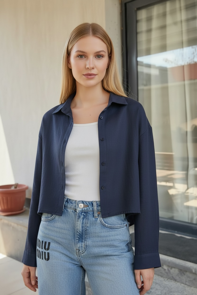 Pure Linen Cropped Shirt
