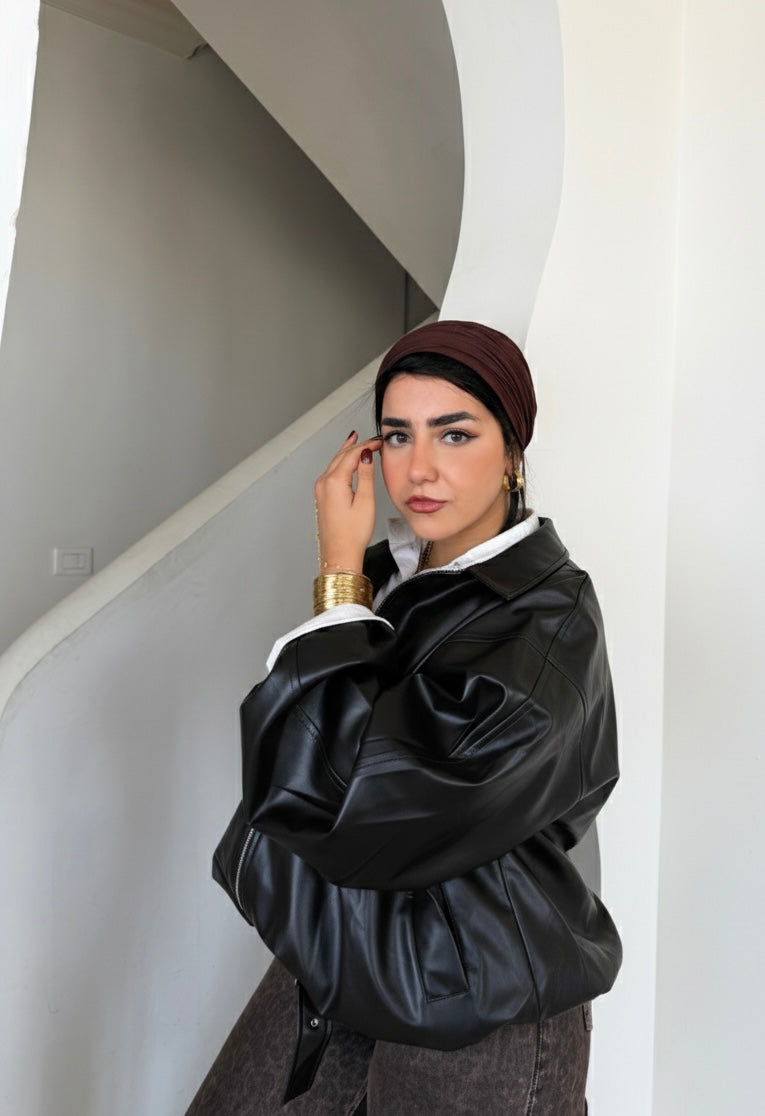 Vegan Leather Bomber Jacket