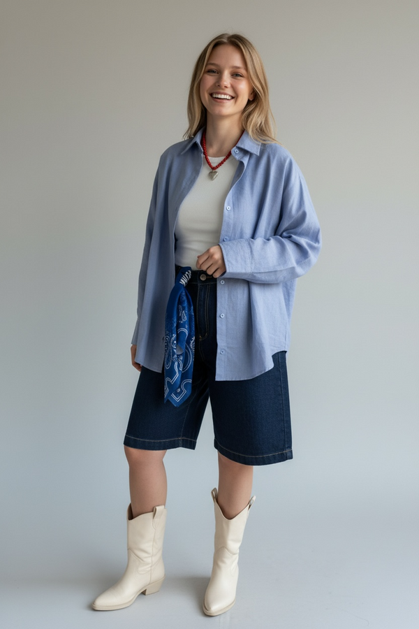 Oversized Blue Classic Shirt