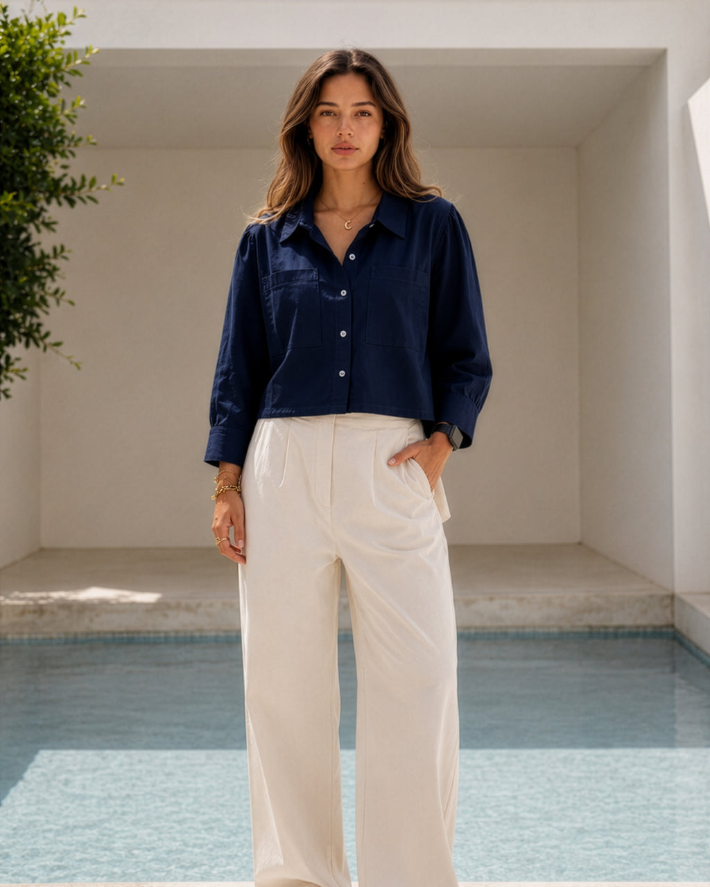 Pure Linen Cropped Shirt