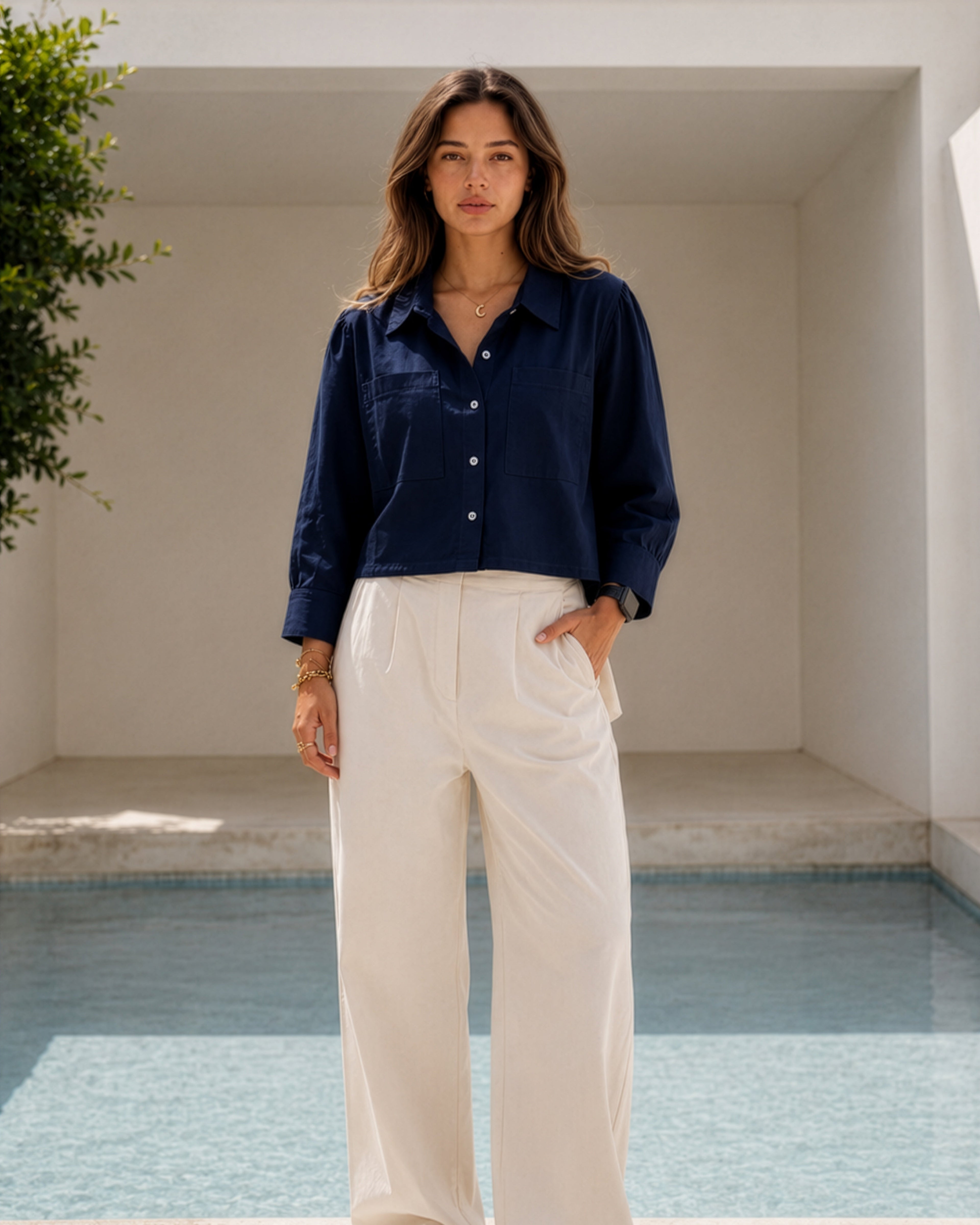 Pure Linen Cropped Shirt