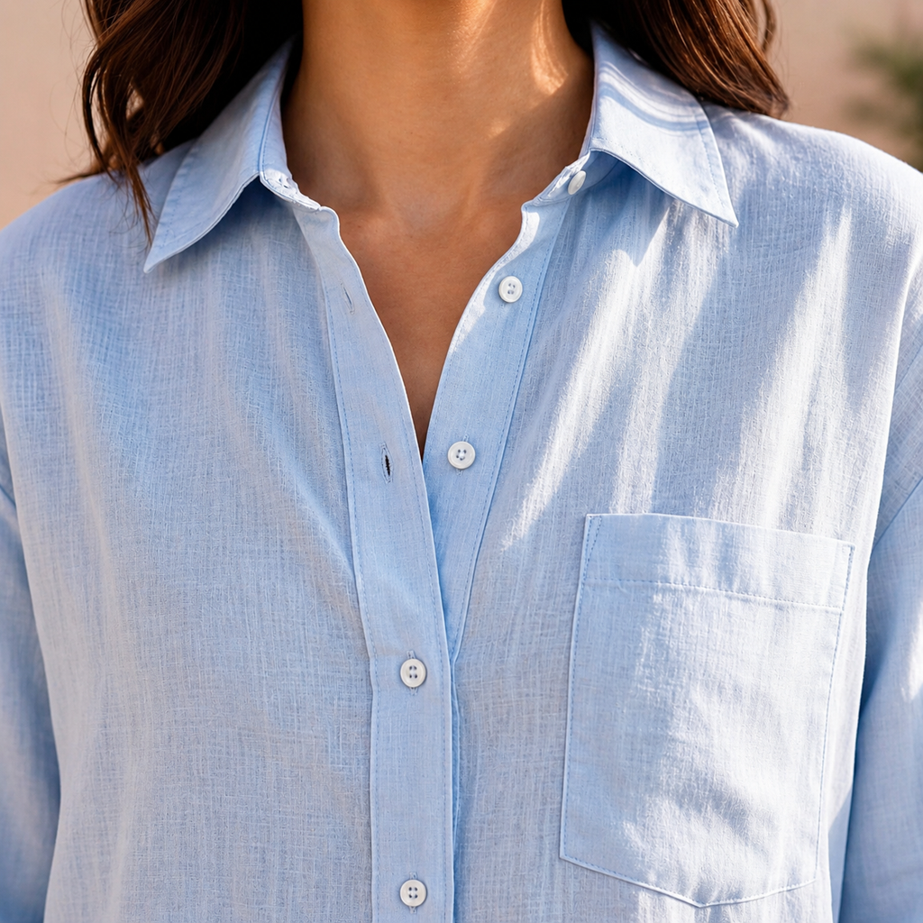 Baby Blue 100% Linen Shirt