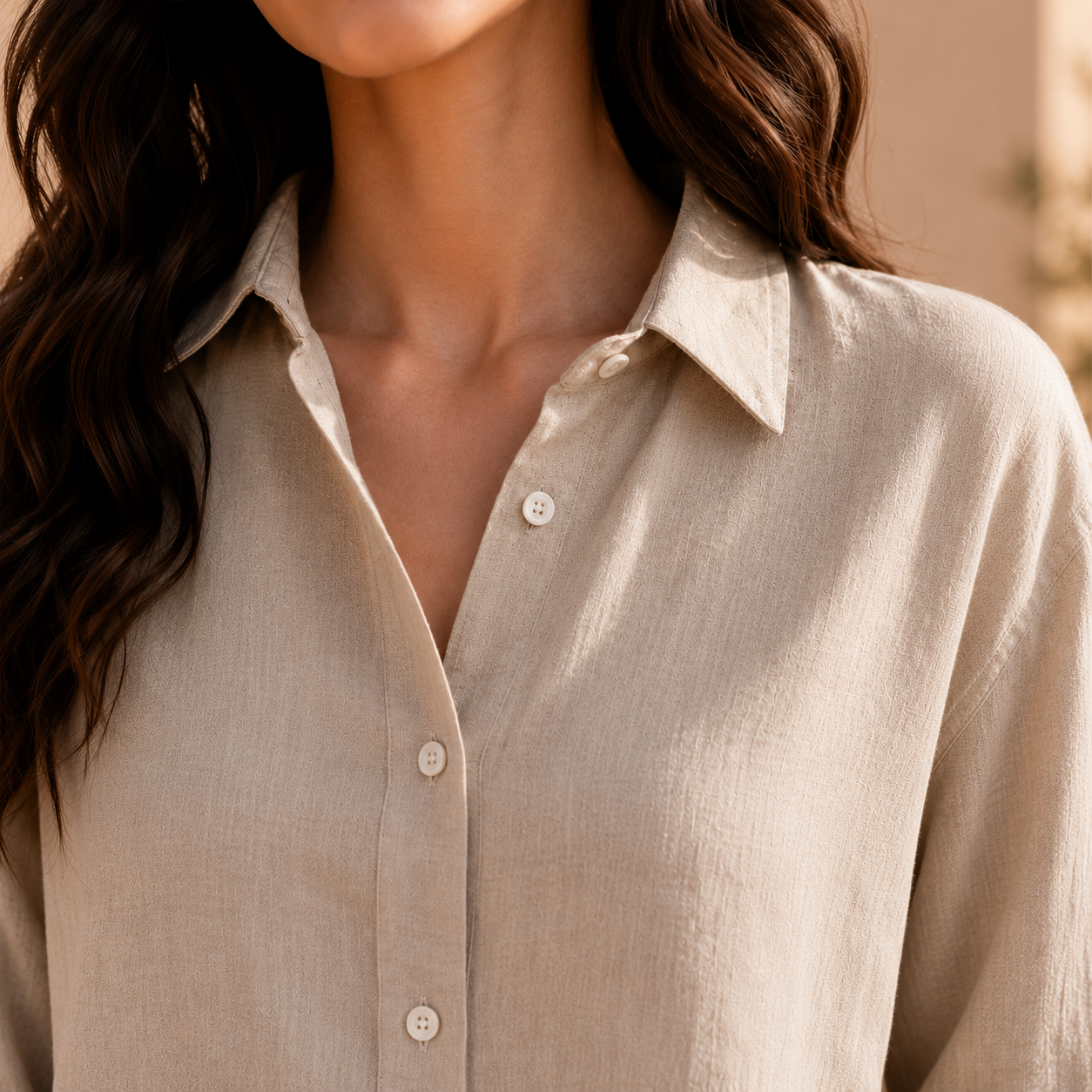 100% Linen Beige Shirt