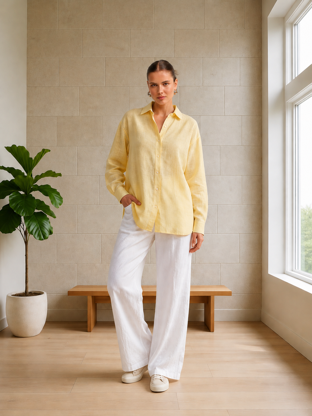 Butter Yellow 100% Linen Shirt