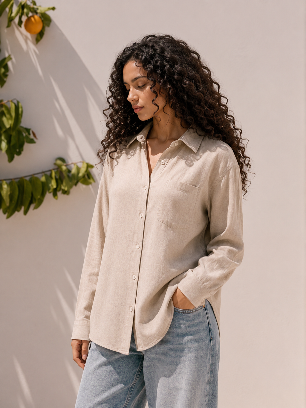 100% Linen Beige Shirt