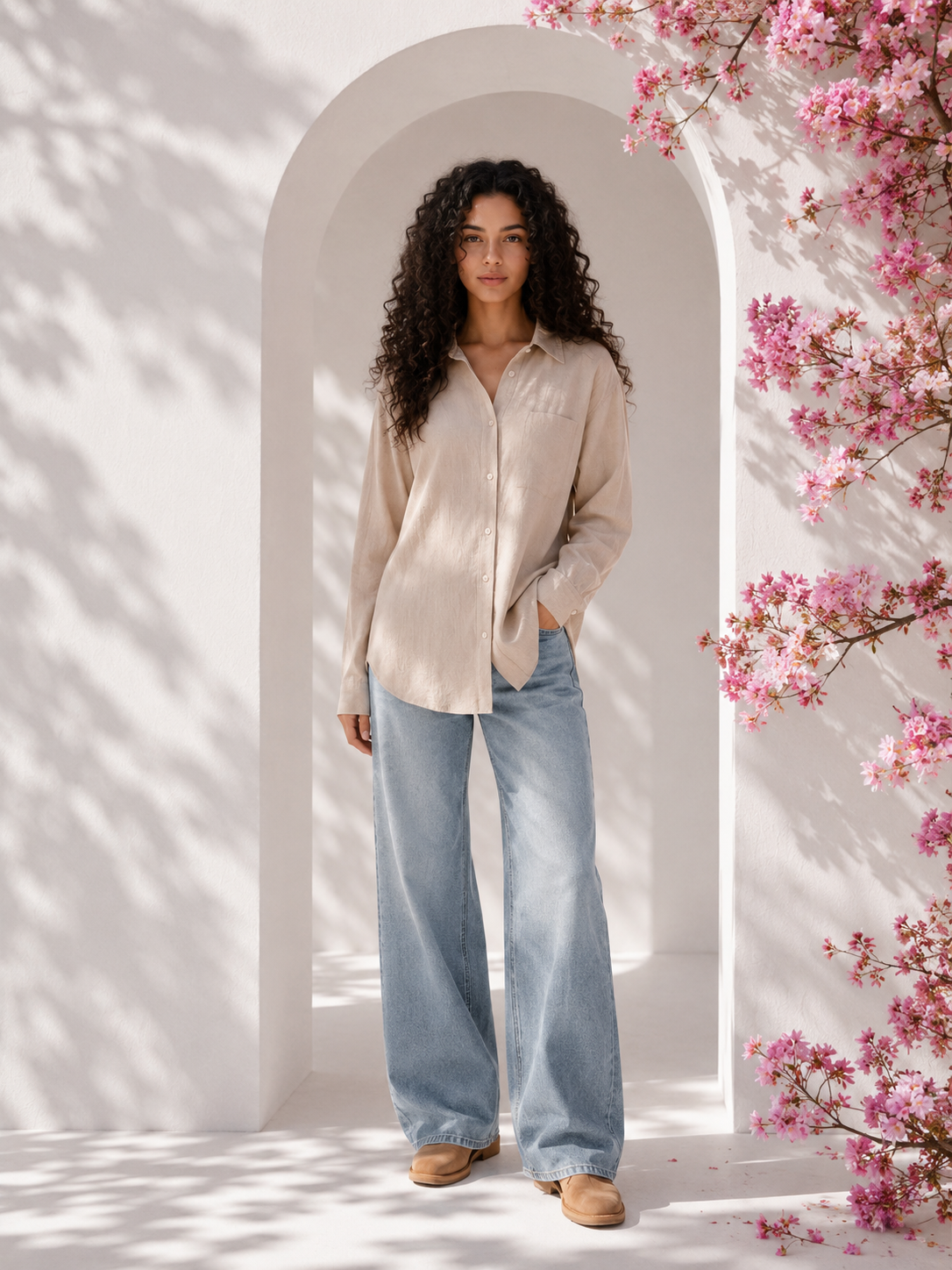 100% Linen Beige Shirt