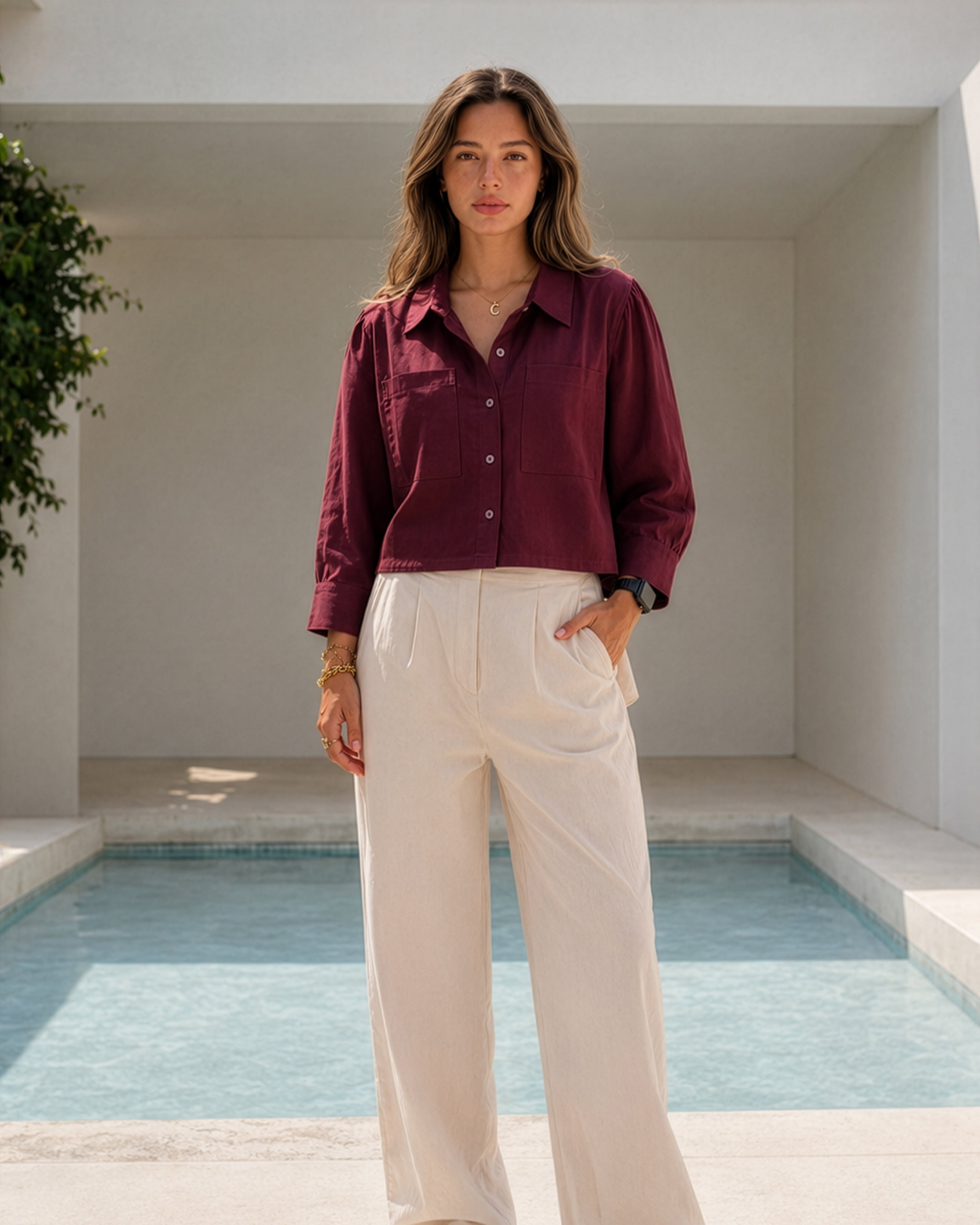 Pure Linen Cropped Shirt