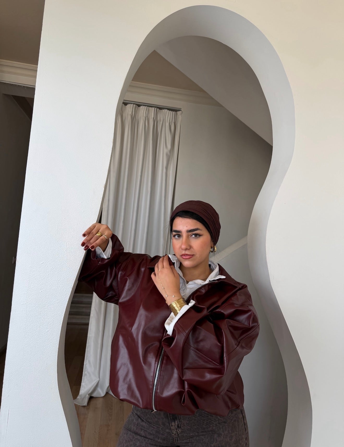 Vegan Leather Bomber Jacket