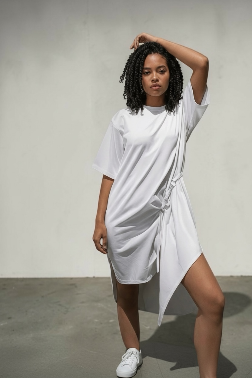 White Soft Drape Dress