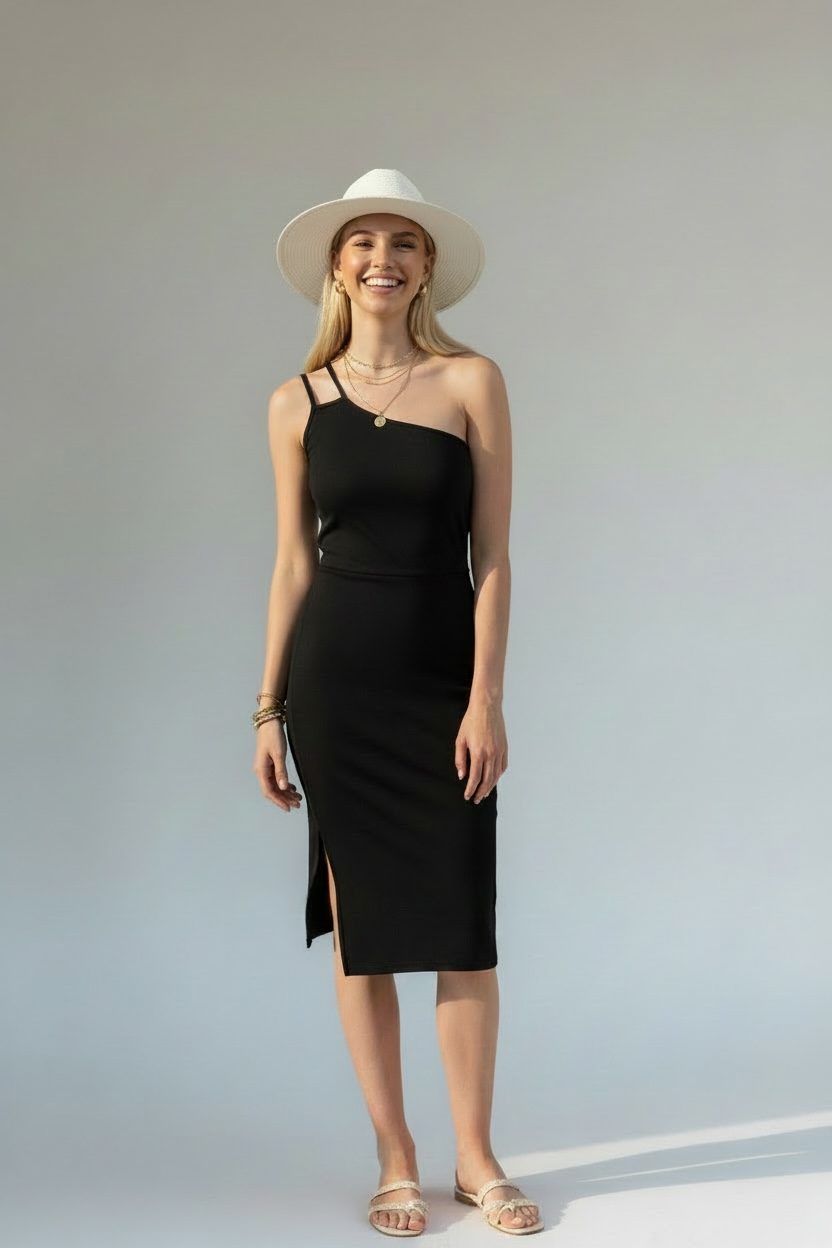 Shoulder midi dress