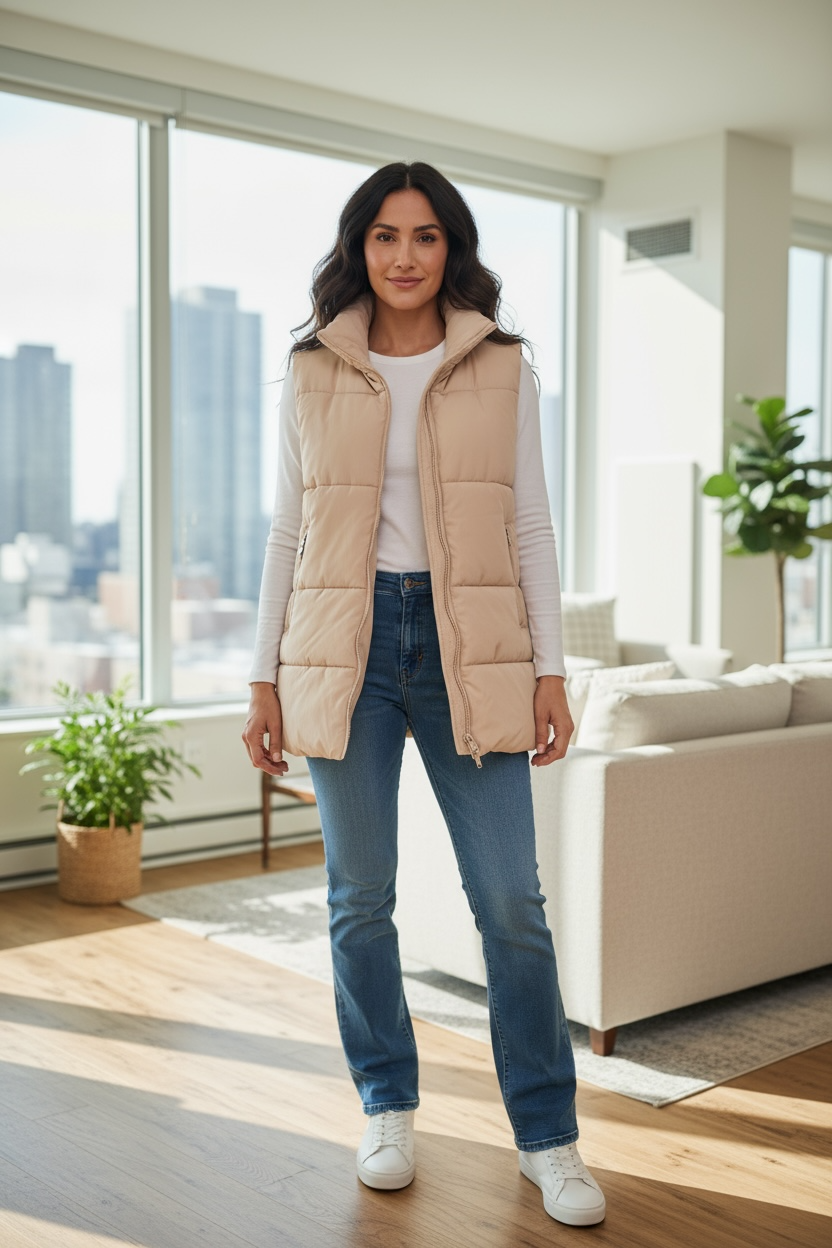 Sleeveless long waterproof jacket