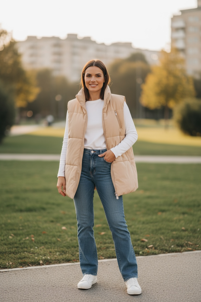 Sleeveless long waterproof jacket