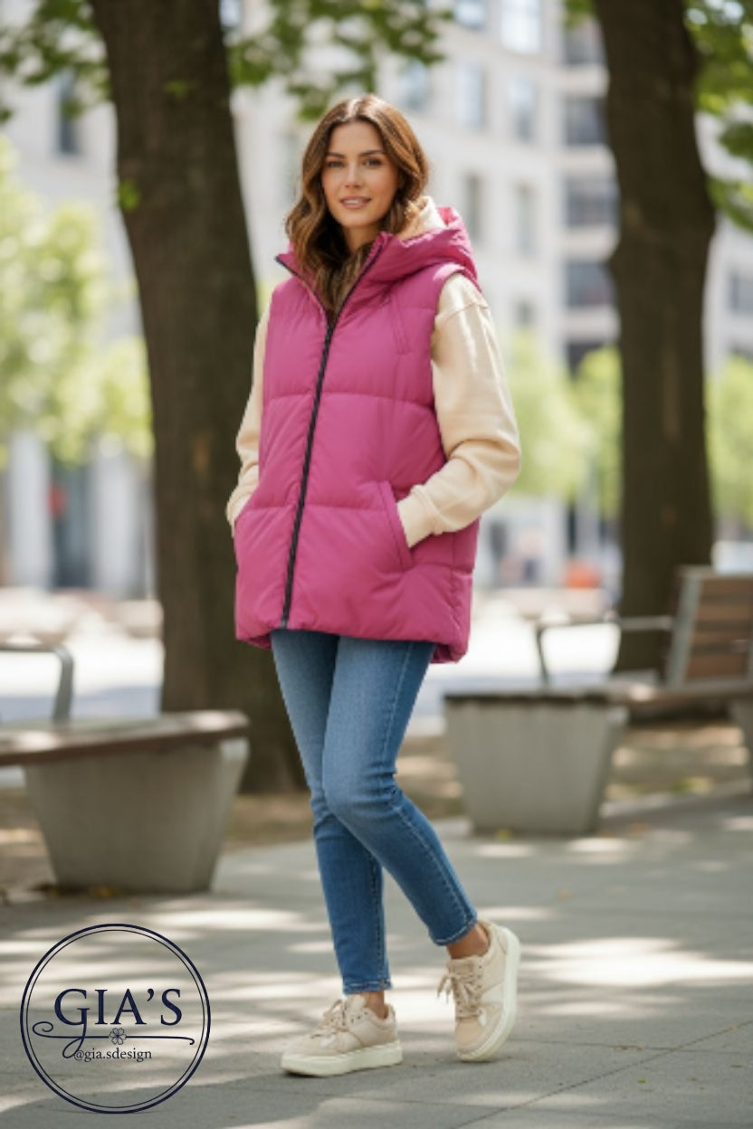 Sleeveless long waterproof jacket