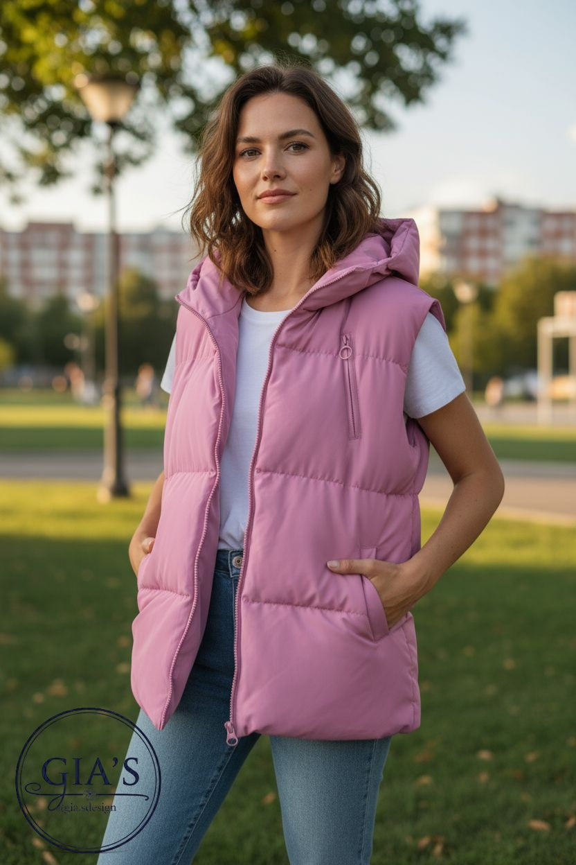 Sleeveless long waterproof jacket