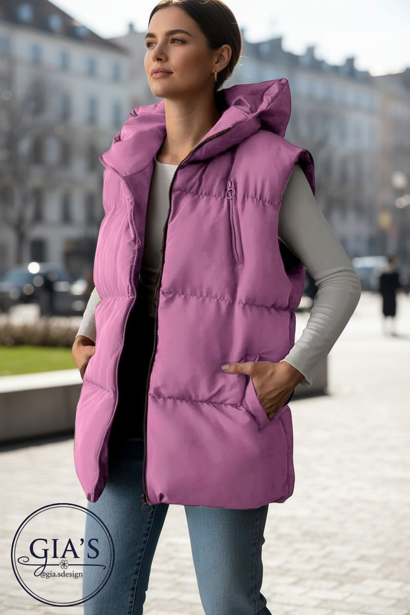 Sleeveless long waterproof jacket